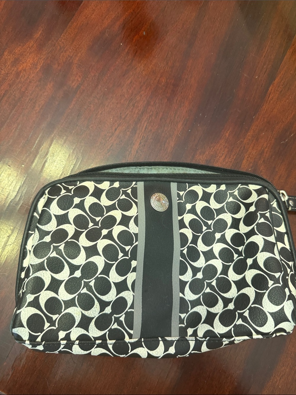 Coach Black & White Patterned Women’s  Travel Toiletry Bag
